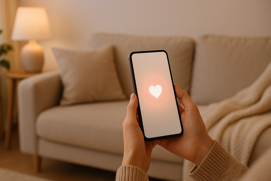 La même personne au téléphone, le visage apaisé pendant la conversation.