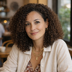 Portrait illustratif de l'agent IA Sophie, spécialisé sur le thème de la vie sociale.